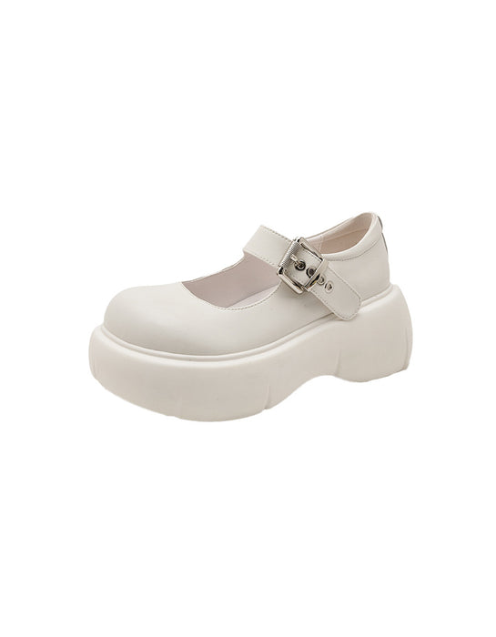 Round Toe Single Buckle Platform Chunky Mary Janes