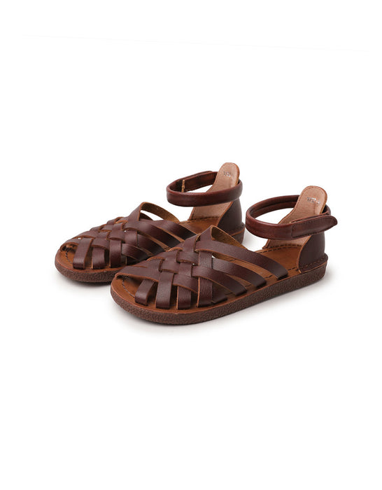 [Clearance]Handmade Soft Leather Woven Flat Sandals 37