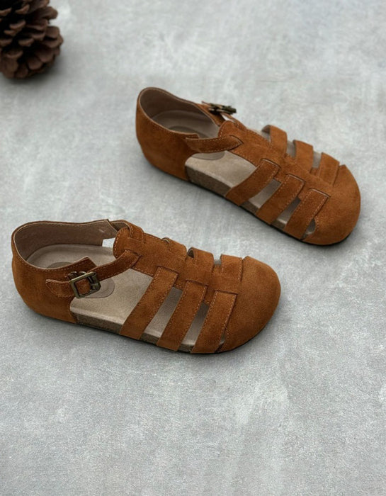 Handmade Retro Suede Summer Flat Sandals