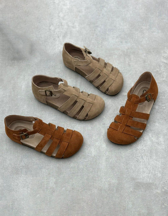 Handmade Retro Suede Summer Flat Sandals