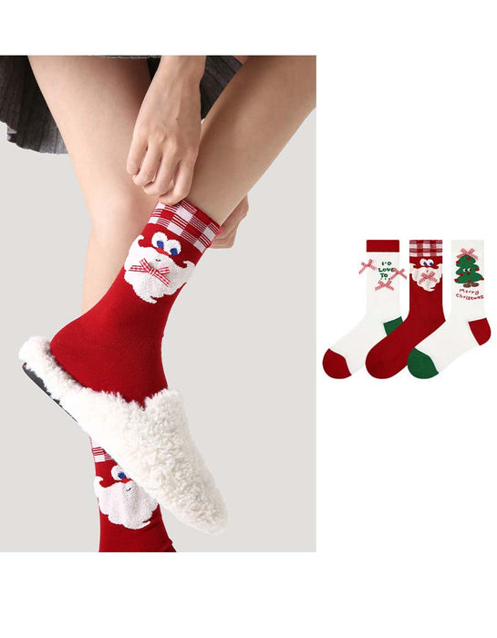 3 Pairs Long Tube Christmas Socks for Women