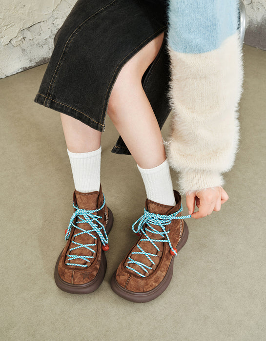 Wide Toe Box Suede Handmade Winter Snow Boots