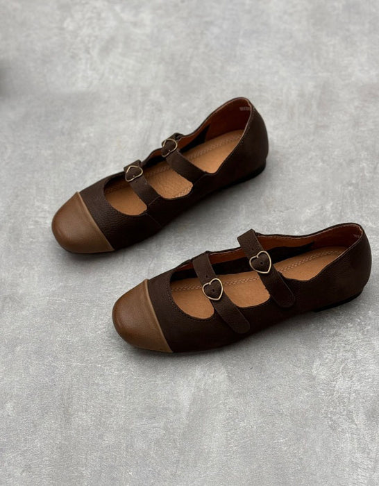 Comfortable Vintage Double Buckle Ballet Flat Shoes