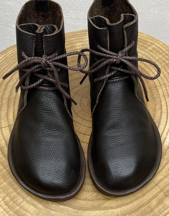Autumn Winter Comfortable Soft Leather Wide Toe Box Boots — Obiono