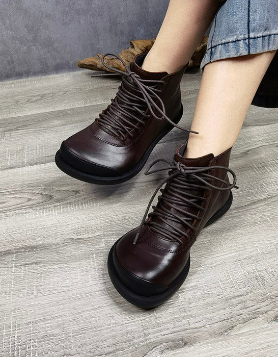 Leather Lace Up Ankle Boots
