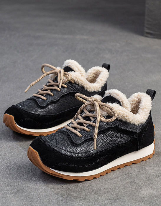 Winter Autumn Comfortable Leather Sneakers with Fur