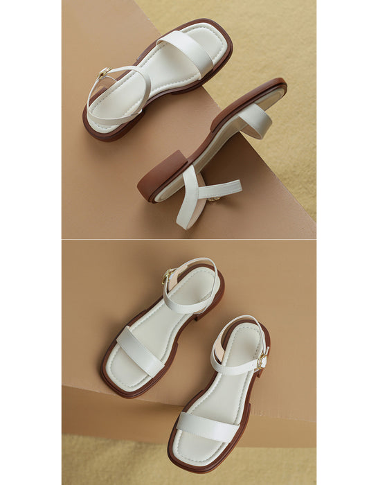 Summer Leather Flat Sandals Slingback 34-42