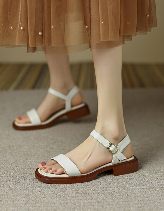 Summer Leather Flat Sandals Slingback 34-42