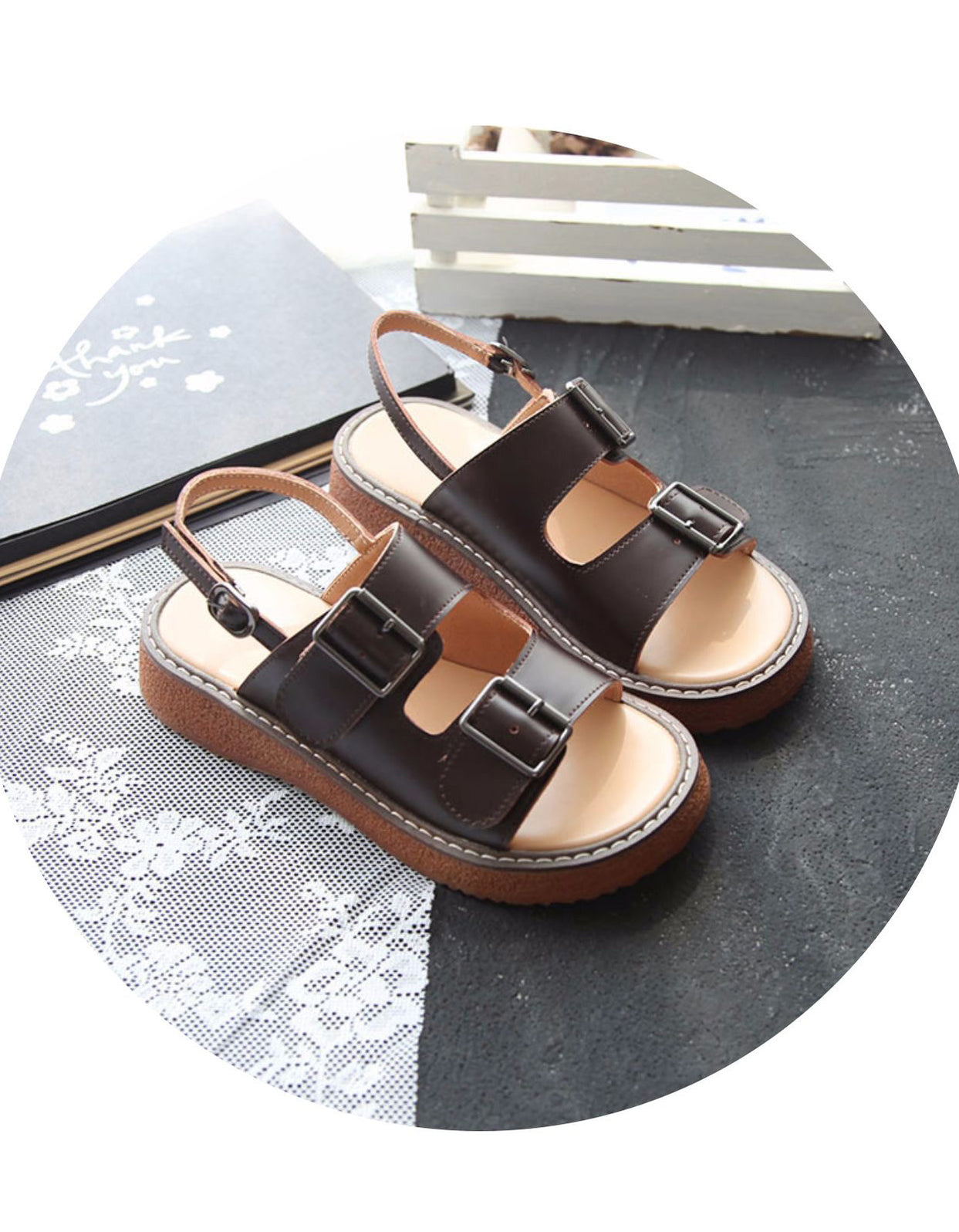 Summer Platform Double Front Buckle Sandals — Obiono