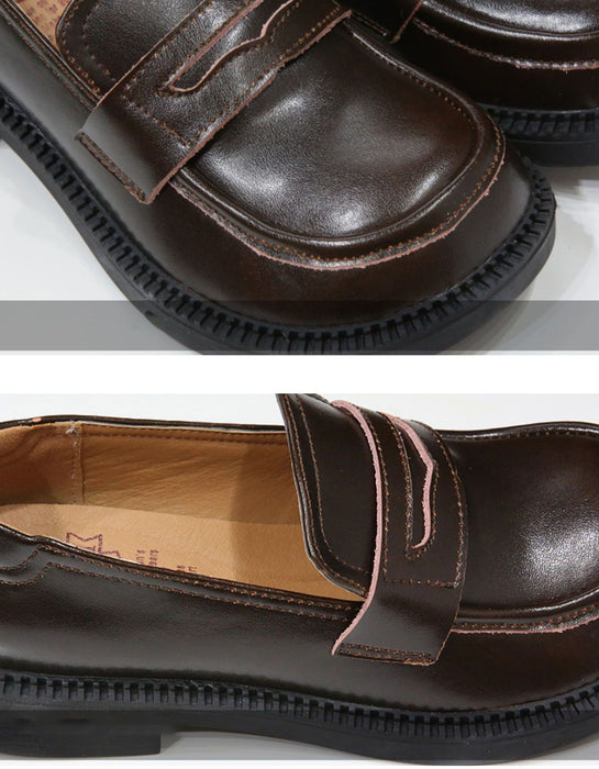 ComfortableRetroLeatherWideToeBoxLoafersobionoshoes