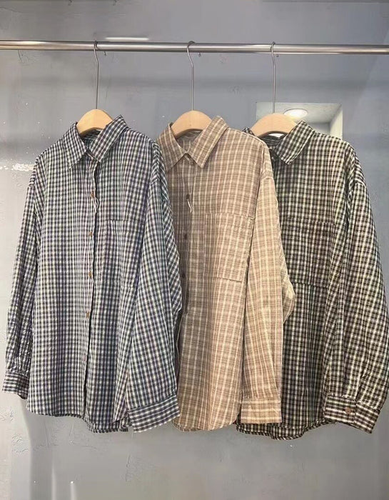 Casual Long-sleeved Plaid Shirt for Women