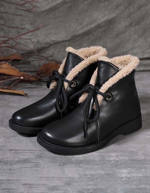 Smooth Leather Velvet Warm Comfortable Winter Boots — Obiono