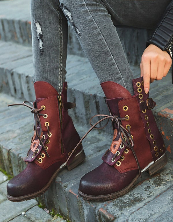 Leather Lace-up Women's Cowboy Boots — Obiono