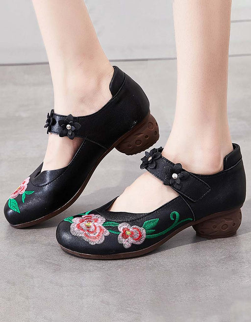 Ethnic Style Embroidery Flower Retro Chunky Sandals March Shoes Collection 2022 73.00