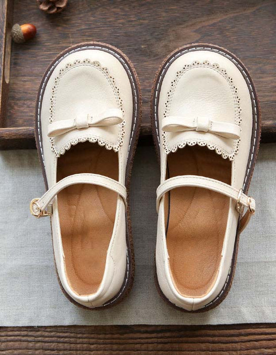 Round Toe Brogue Style Retro Mary Jane Shoes — Obiono