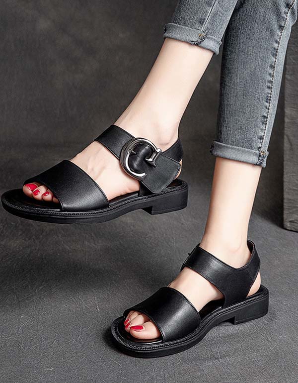 Summer Leather Wide Toe Box Sandals — Obiono