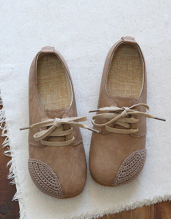 Handmade Woven Lace Up Leather Flats — Obiono