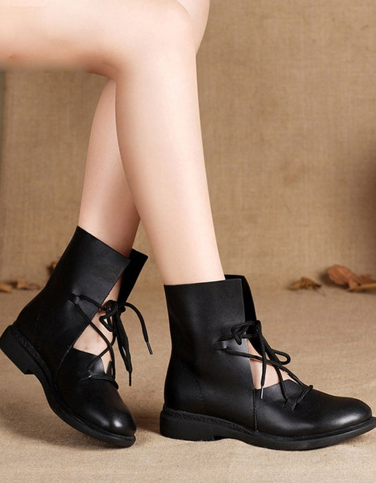 New Trendy Fashion Handmade Leather Black Boots — Obiono