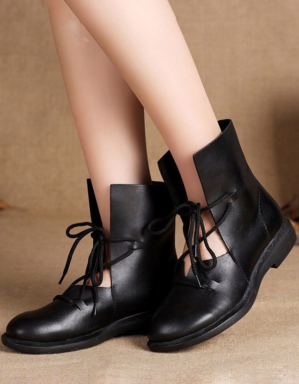 New Trendy Fashion Handmade Leather Black Boots — Obiono