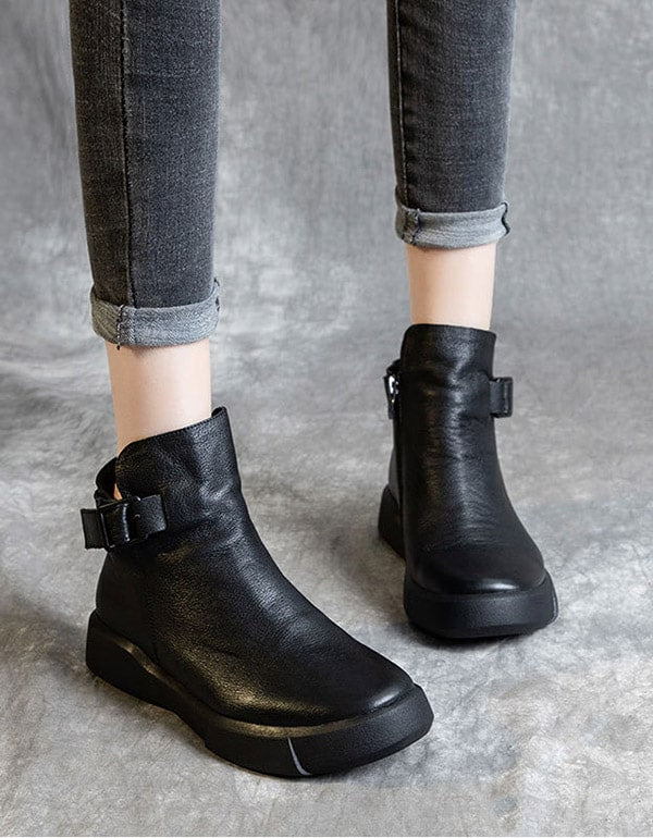 OBIONO Retro Leather Ankle Boots — Obiono