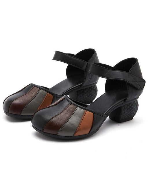 Round Head Colorful Retro Chunky Heels Sandals March Shoes Collection 2022 80.00