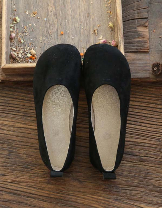 Simple Comfortable Daily Suede Flats — Obiono
