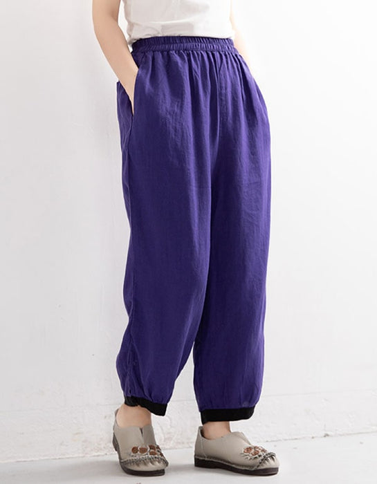 Solid Color Loose Summer Linen Pants — Obiono