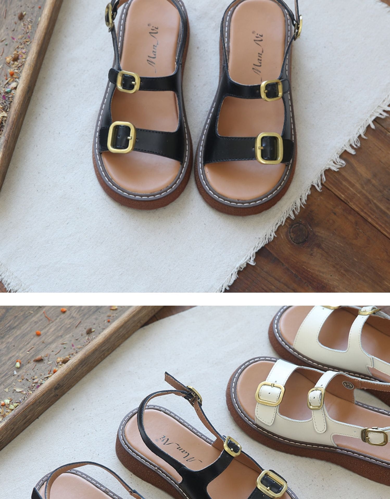 Summer Platform Double Front Buckle Sandals — Obiono