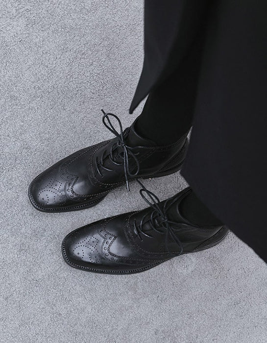 OBIONO Vintage British Style Lace Up Brock Oxford Boots — Obiono
