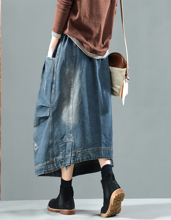 Women's Packet Retro Loose Denim Skirt — Obiono