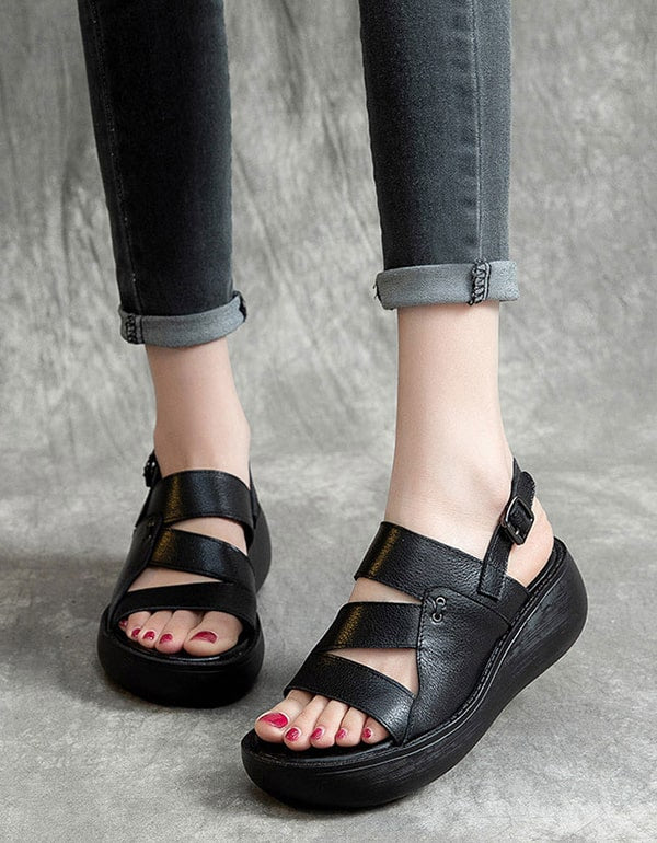 Women's Slingback Retro Wedge Sandals — Obiono