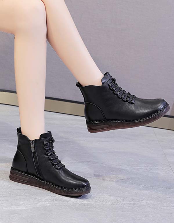 Autumn Winter Slip-resistant Soft Leather Retro Boots — Obiono