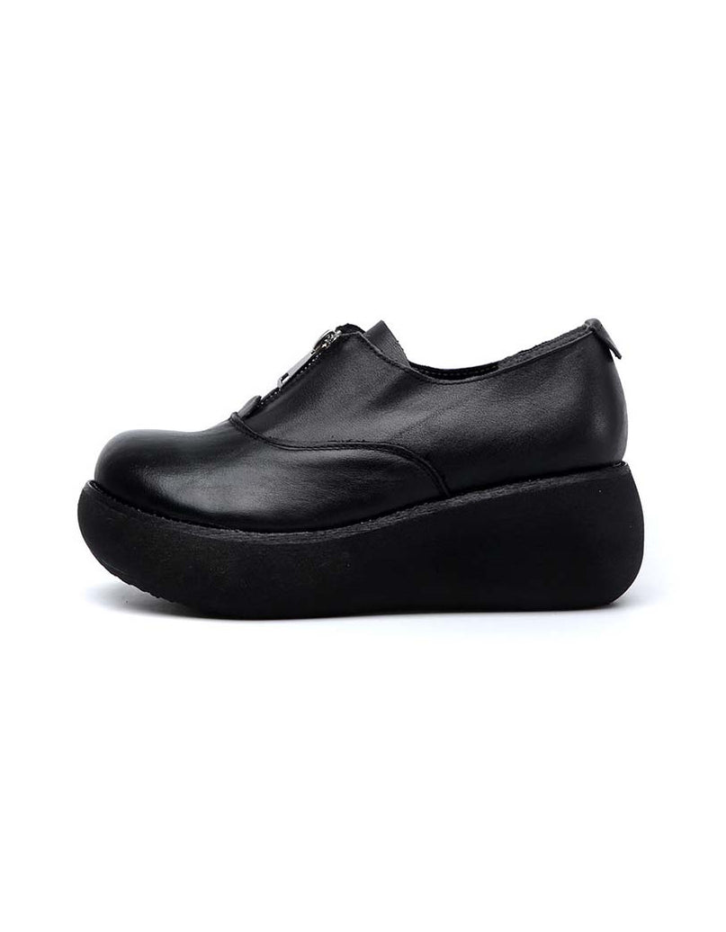 Women's Retro Leather Waterproof Wedge Shoes — Obiono